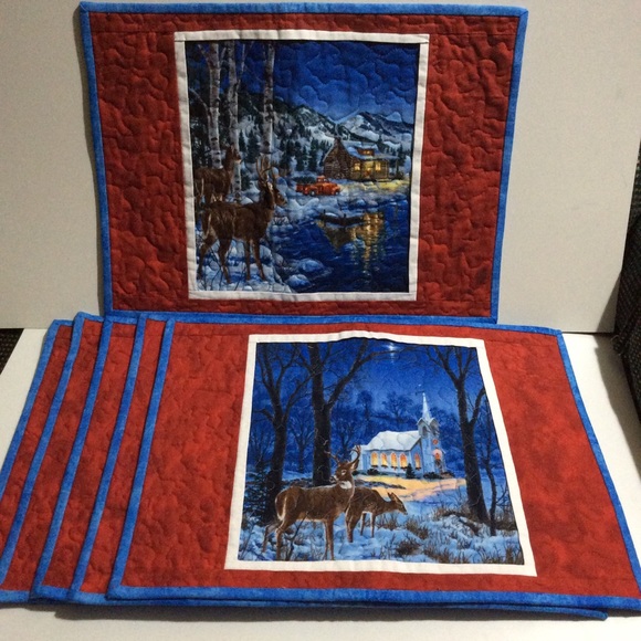6 NWOT Beautifully handmade Xmas themed placemats - Picture 7 of 11